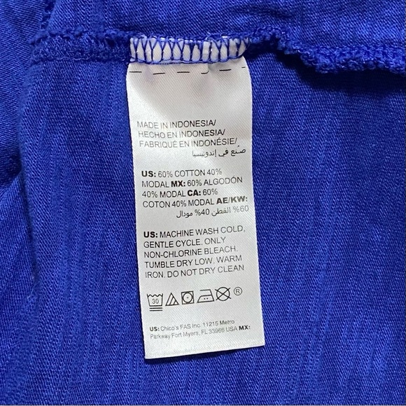 Chico's Open Front Blue Cardigan The Ultimate Tee Royal Cobalt Classic Modal XL - Picture 9 of 10